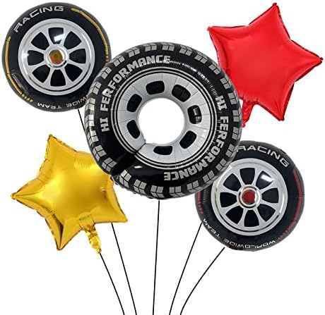 CYMYLAR 5pcs тркало трка автомобил балони во собата за мажи, топла тркала роденден материјали, автомобил роденден deocraitons.