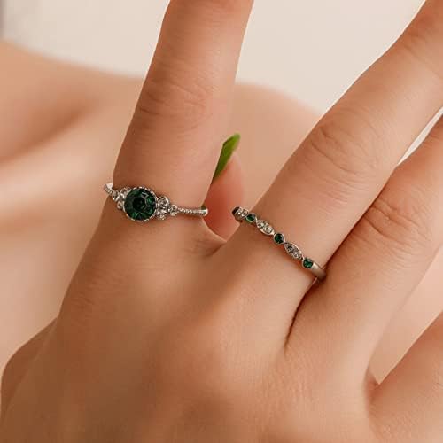 2023 година Нов женски ангажман 2 парчиња единечен сет на сетови за подароци предлог прстен сребро невеста прстен ретро ангажман невеста