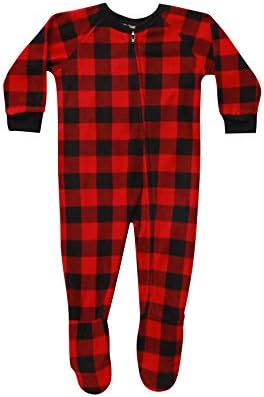 #FollowMe Family Pajamas Buffalo Plaid копче-пред-микрофлецен пижами поставени со чорапи што одговараат