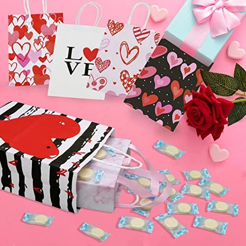 Тузуаол 12 Спакувајте Торба За Подароци За Денот На Вљубените Со Марамче Хартија За Деца Хартија За Вљубени Торби За Добрите Со Рачка За Завиткани