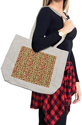Геометриска торба за купување на Амбесон, апстрактни ленти и кругови Ретро дизајн инспирации во разнобојна илустрација, еколошка торба