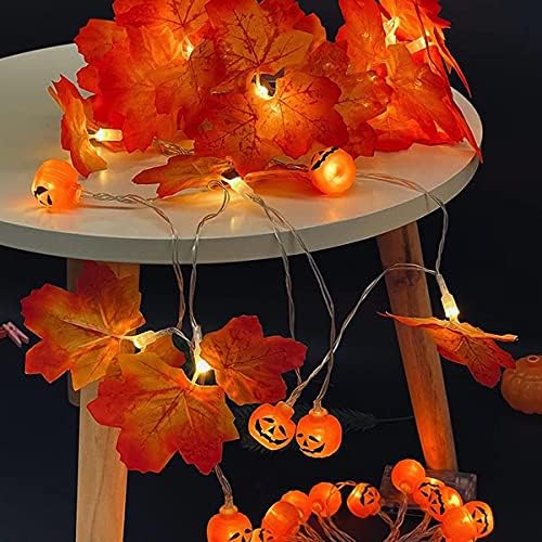 Хонгксин решетки 2 пакувања украси за Ноќта на вештерките предводена есен венец со светла тиква јавор од лисја од лисја за вештерки Денот на благодарноста