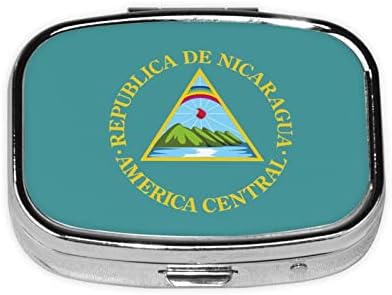 Nicaragua Flag Square мини пилула кутија метална медицина Организатор за патувања Пријателски преносни пилули за патувања
