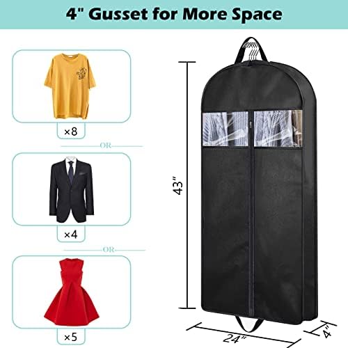 Coezfe 43 торби за облека за висечка облека, 4 вреќи со костуми за складирање на плакари, покривка на облека со рачки за облека, палта,