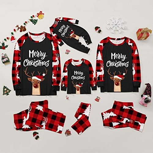 Семејни карирани пижами што одговараат на семејни пижами поставени Божиќни карирани печатени семејни производи што одговараат на облеката