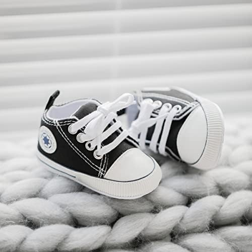 KidsUn Unisex Baby Baby Boys High Top Top Sneaker Soft Anti-Slip единствено новороденче новороденче први пешаци платно чевли со тексас