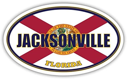 Џексонвил Сити Флорида Државно Знаме | ЗНАМЕ Дувал Каунти Овална Држава Бои Браник Налепница Автомобил Налепница 3х5 инчи
