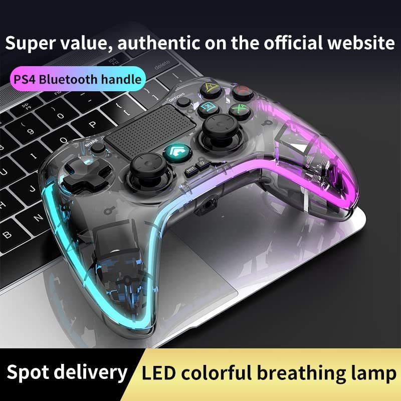 QJYLSFSF Безжичен Контролер Компатибилен Вештерка Playstation 4 / PS4 Pro/PS4 Слим, Со 8 ПРИЛАГОДЛИВО LED Осветлување ВО Боја, Со Приклучок
