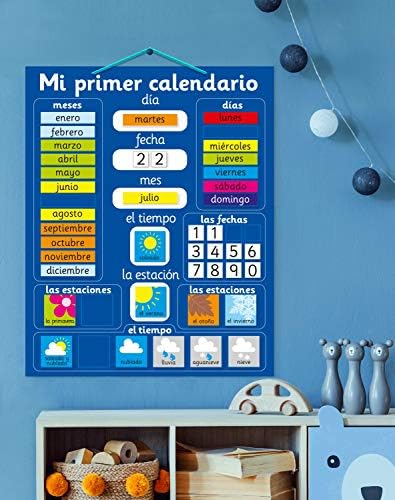 Фрижидер Магија Магнетни Мојот Прв Календар За Учење на шпански јазик. Цврста табла 16 х 13, 40 х 32см со висечка јамка. Поместувајте