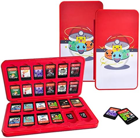 Chelsond 24 слот за игри со картички за картички за игри Nintendo и мемориски картички Mirco SD, преносен прекинувач Lite/OLED играч на мемориски картички за меморија, шок -отпорен т?
