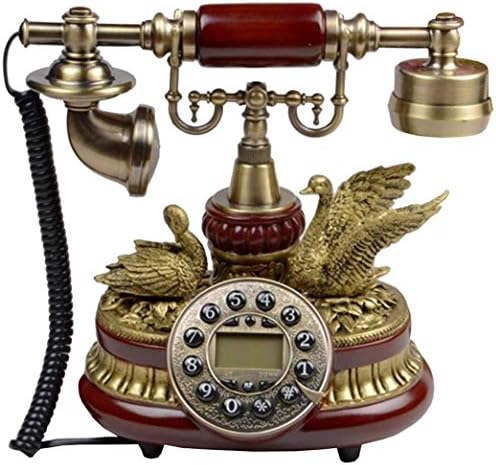 Мојлингбин Ретро Златна фиксна телефон со копче за гроздобер од скулптури за лебеди за да се бира украс за телефонска смола за домашна