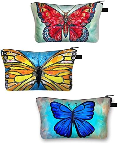 АЕВЕВ Торби За Шминка За Пеперутки, 3 Пакети Козметички Кеси За Патувања Додатоци Торбичка За Патент Торби За Шминка, Водоотпорни
