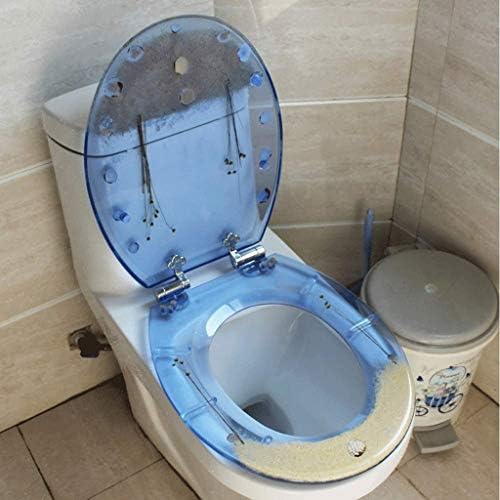 WDBBY Транспарентен аквариум околу стандардна големина тоалетно седиште 3Д ефекти со тешка тоалета на тоалетот со тоа