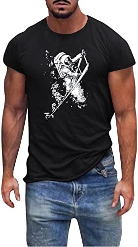 XXBR Менс војник кратки ракави за кратки ракави за мажи, летни астронаутни графички печати маици Атлетски тренингот мускуларна маичка лесна јакна предна плоча за ле?