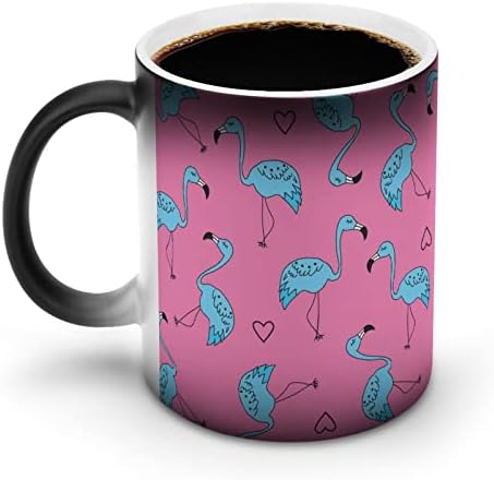 Сина Фламинго Креативна Промена На Бојата Керамичка Шолја За Кафе Кригла Што Ја Менува Топлината Смешно За Домашна Канцеларија