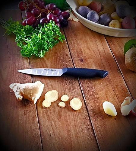 Ergo Chef Prodigy Series 4 -inch Paring нож со шупливи терени на сечилото - не'рѓосувачки челик со висок јаглерод - ергономска рачка за лизгање, црна