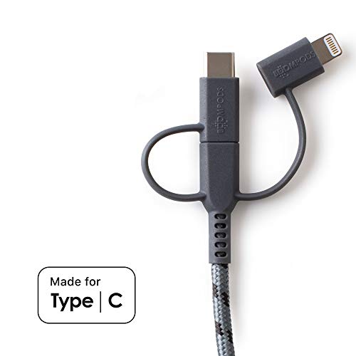 Boopods Трио Оклоп кабел 3 во 1-Осветлување, USB-C &засилувач; Микро USB Кабел Со Оклоп Плетенка Кабел 1.5 Метар