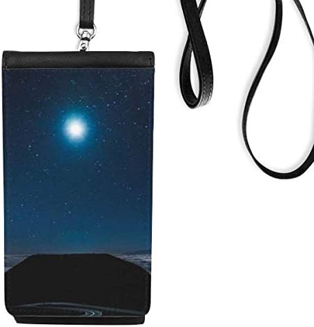 Месечината Ноќна небото уметност деко подарок моден телефон паричник чанта што виси мобилна торбичка црн џеб