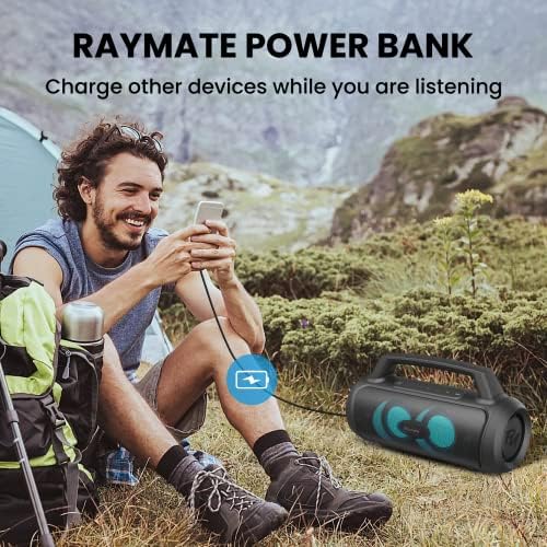 Звучници за Bluetooth Raymate, преносен безжичен звучник со 60W стерео звук, M8 Pro водоотпорен звучник на отворено со LED светло,