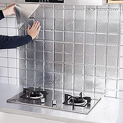 Налепница за кујнски задниот дел - налепница за кујнски масло - Позадина кујна самолеплива налепница за алуминиумска фолија - Погодна за