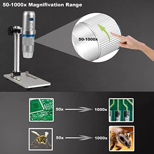 SVBony SM401 Безжичен дигитален микроскоп, рачен USB HD инспекција камера, дигитални микроскопи од 50x-1000x со прилагодлив држач