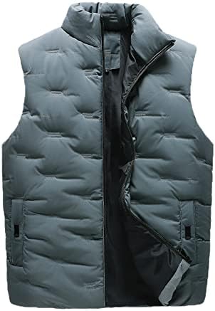 Xiaxogool Puffer Vest, Mens Stand Cugall Quilted Puffer елек зимски постепени елементи дебели топла јакна без ракави надворешна облека