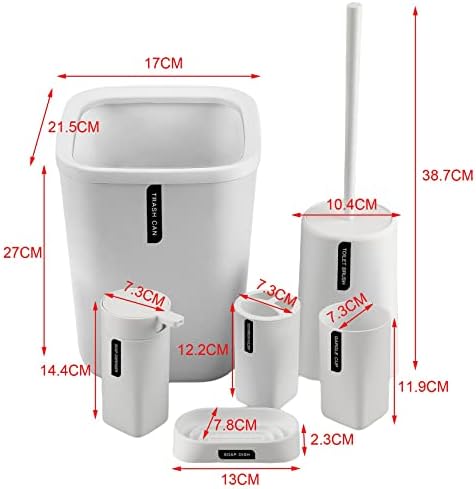Leefasy PP додатоци за бања, тоалетот четка за ѓубре чаша за заби, држач за бања за бања за хотел за миење садови, бело