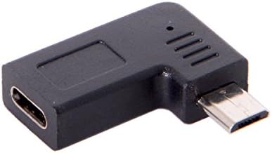 CABLECC USB-C Тип-C Женски На Микро USB 2.0 5Pin Машки Адаптер За Податоци 90 Степен Лево &засилувач; Правоаголен Тип