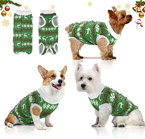 Оуноно куче Божиќни пижами за кученце куче хируршко закрепнување костум за абдоминални рани или заболувања на кожата, машки женски