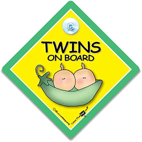 Бебе iwantthatsign.com Близнаци на одборот, близнаци на знак за автомобил, Peapod, Unisex Unisex Safence Security, знак за бебешки автомобил