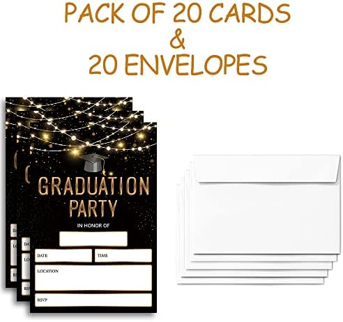 Фујлој 20 Картички со Пликови, покани за забава за дипломирање 2023, 2023 Колеџ, Средно Училиште, Универзитетска Прослава.（008）