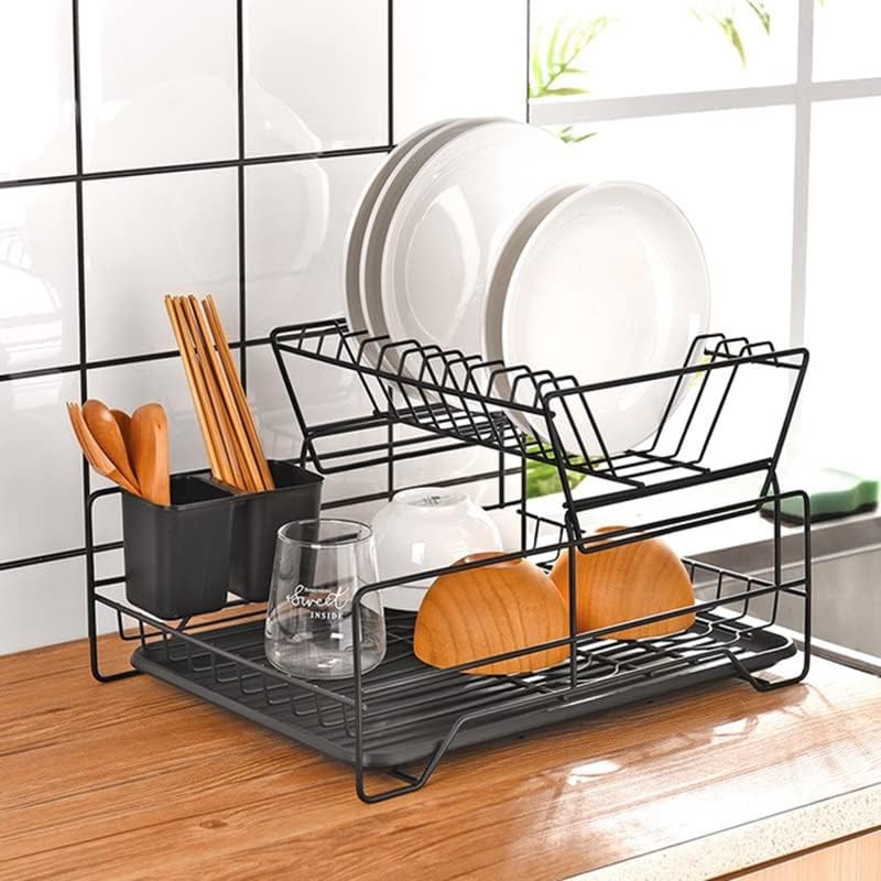 Tddgg двојни редови не'рѓосувачки челични садови за сушење на плочата за кујнски садови за садови со држач за прибор за прибор