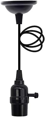Индустриски светлосен кабел за приврзок Јануода, Едисон, приврзок светлосен комплет Една светлина E26 BASE BASE BACE BLACK BACKEL WIRE прилагодлива