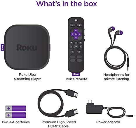 Року Ултра 2020 | Стриминг медиа плеер HD/4K/HDR, Bluetooth стриминг, далечински управувач со глас на Андроку со приклучоци за слушалки