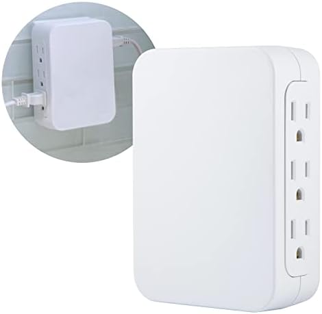 GE Pro 6-Outlet Extender, Surge Protector, Spaced Wall Tap, 560 Joules, UL наведен, бел, 43648 & GE Pro 6-Outlet Extender, адаптер за wallидови