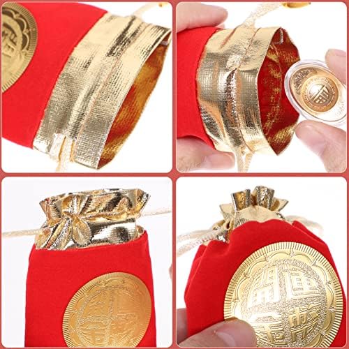 Zerodeko 2 поставува златни инготи јуани бао со црвени торби за влечење кинески новогодишни торби за подароци пари пари торбичка торба