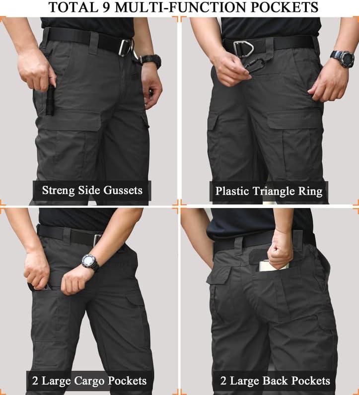 Навкул машки тактички панталони на отворено, лесни воени пешачки панталони со 9 џебови