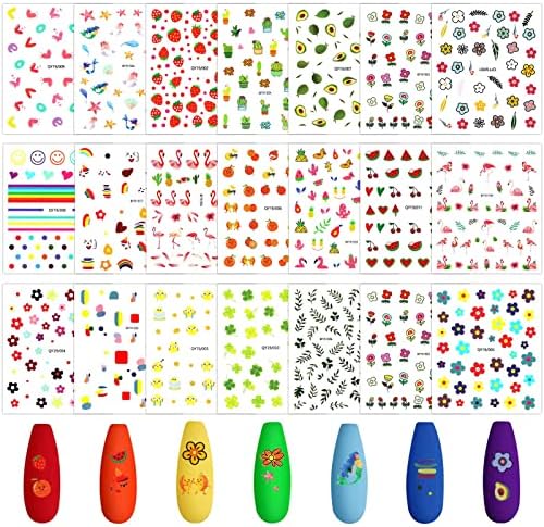 20 листови налепници за нокти за мали девојчиња и жени, налепници за уметност на девојки Шинек за деца симпатична 3Д само-лепенка