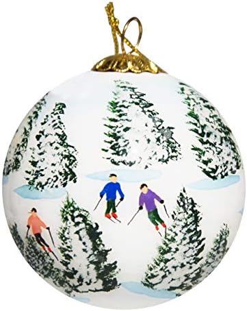 Рачно насликан стакло Божиќен украс - Скијање на Гладс - Вистлер Канада