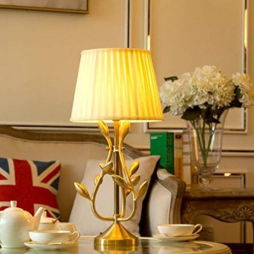 Tjzy маса за ламба - Голема биро за ламба Американско село целосна бакарна дневна соба спална соба во кревет ламба жолта 62,5 см × 30,5 см -деск светилка LED Едноставна кера?