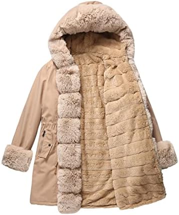 Womenените плус големина зимски палто дебело излез од кадифен со качулка, топло рово