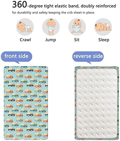 Расадник тематски опремени мини чаршафи за креветчиња, преносни мини креветчиња со меки и затегнати лежишта за креветчиња -