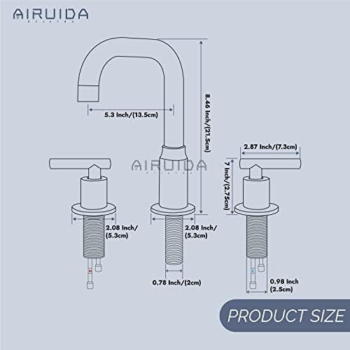 Airuida Chrome лак широко распространета тапа за бања 2 рачки 8 инчи 3 дупки 360 степени вртливата испрскана шипка од не'рѓосувачки