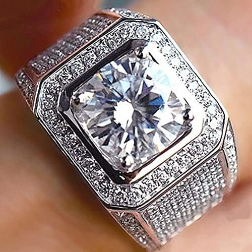 Meeyesuy целосен кристален дијамант цирконија прстен искра широки ленти ringвони за жени мажи