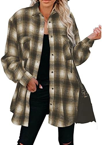 Есенска блуза за типични девојчиња квинтесенцијална фланела за карами со долги ракави измешани костуми за ткаенина