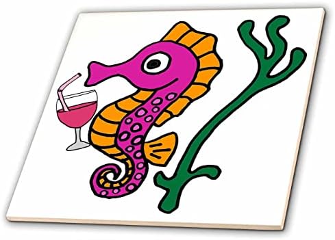 3дроза Симпатична Смешна Шарени Морски Коњ Пиење Вино Плажа Цртан Филм-Плочки