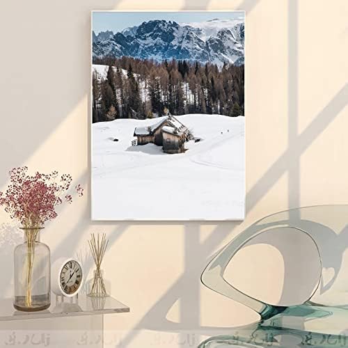Qazwsx 5d Diamond Saftic Snow Cabin во зима целосна вежба по број, DIY rhinestone залепена боја со дијамантски сет уметнички занаетчиски