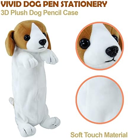 Молив случај за момчиња, 3Д кадифен куче молив торбичка ББ Фунхаус мека животинска канцелариска канцеларија за складирање на цртани филмови