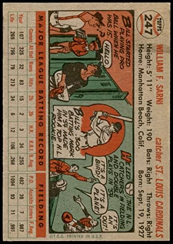 1956 Топпс # 247 Бил Сарни Св. Луис кардинали Екс/МТ кардинали