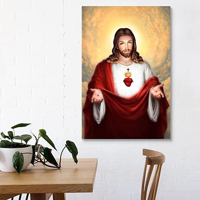 Печатење на католички Исус постер на платно сликање христијански бог слики за дневна соба